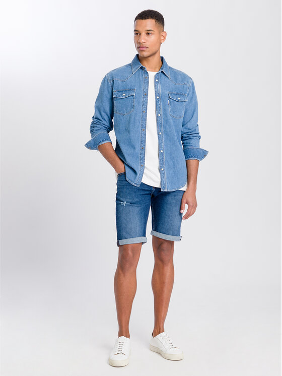 Cross Jeans Cross Jeans Szorty jeansowe A 565-251 Niebieski Regular Fit