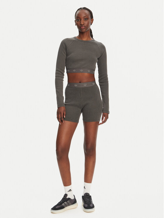adidas adidas Blúzka Ribbed JD0014 Čierna Slim Fit
