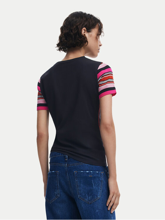 Desigual Desigual Tričko Minnie 25SWTK39 Čierna Slim Fit