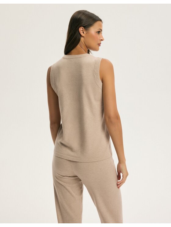 Esotiq Esotiq Top 44069 Beżowy Regular Fit