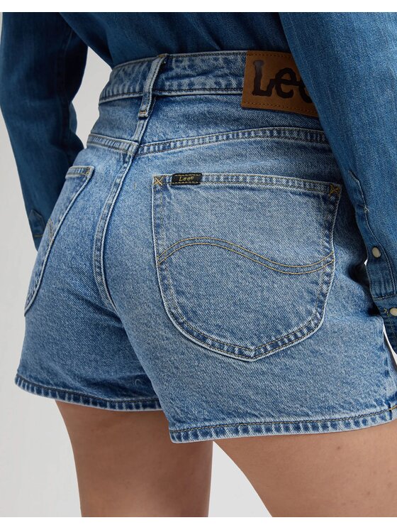 Lee Lee Szorty jeansowe CAROL SHORT Niebieski Regular Fit