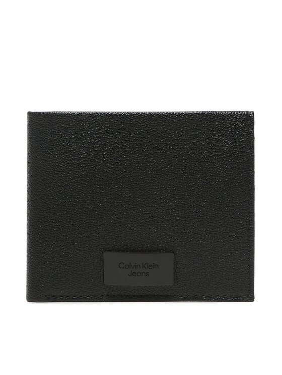 Calvin Klein Jeans Majhna moška denarnica Inst Plaque Bifold W/Coin K50K510710 Črna