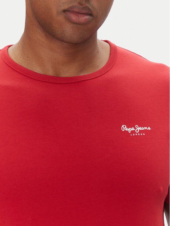 Pepe Jeans Pepe Jeans T-särk Original Basic PM508212 Punane Slim Fit