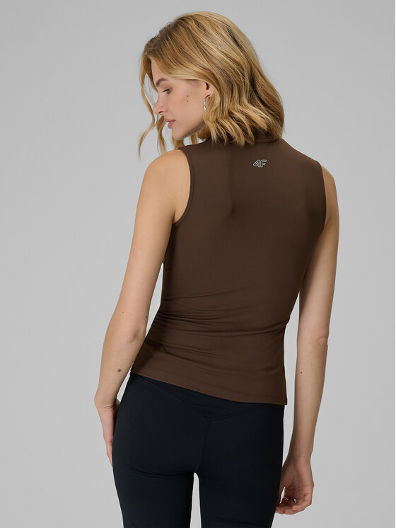4F 4F Top ESSENTIAL Brązowy ciemny Slim Fit