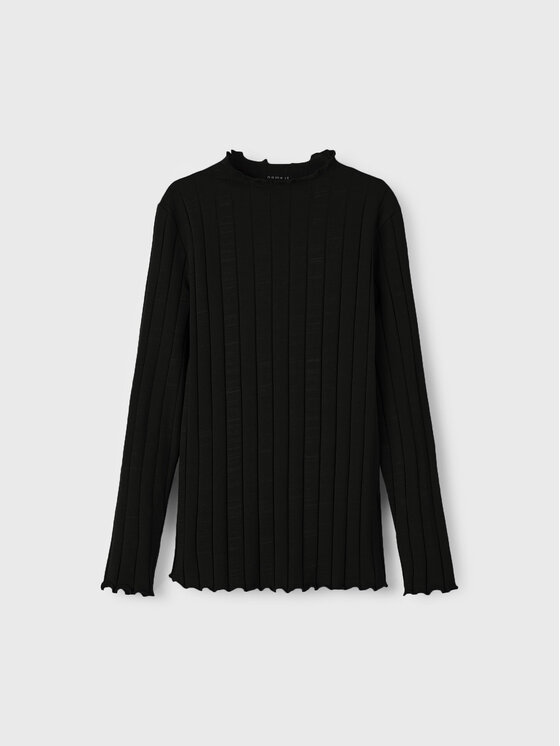 NAME IT NAME IT Bluzka 13211597 Czarny Slim Fit