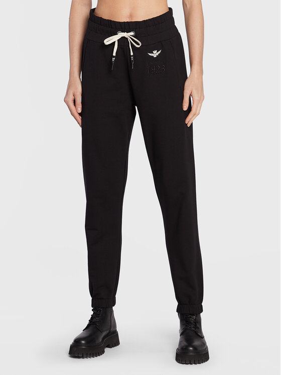Aeronautica Militare Pantaloni trening 222PF870DF444 Negru Regular Fit 222PF870DF444 imagine noua