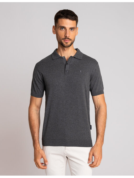 Borgio Borgio Polo colliano_sz Szary Classic Fit