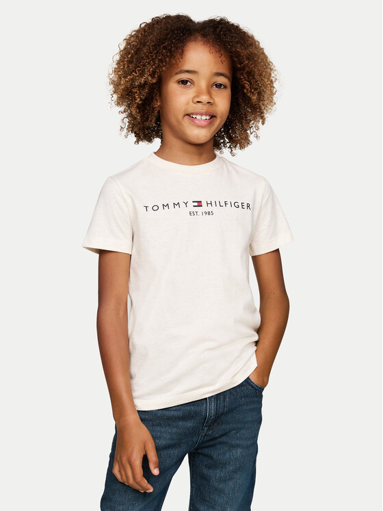 Tommy Hilfiger T-Shirt - Kinderkleidung, Größe 8Y Beige Essential KS0KS00397