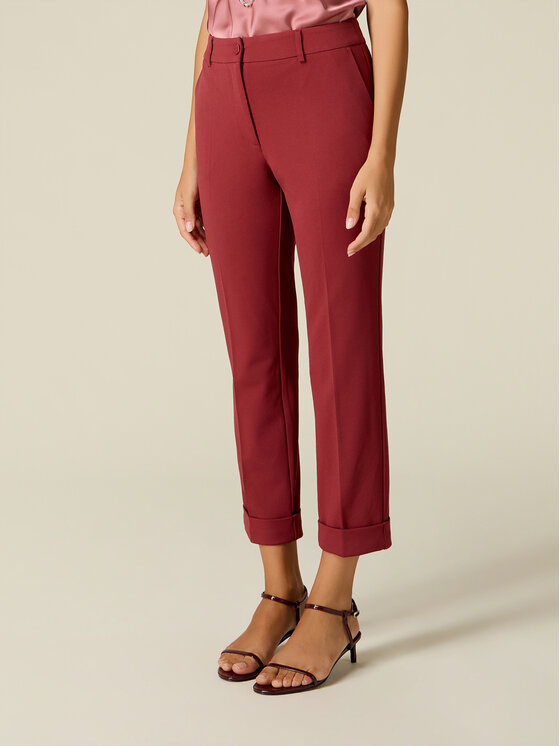 Oltre Oltre Spodnie materiałowe P079R209294N036 Bordowy Regular Fit