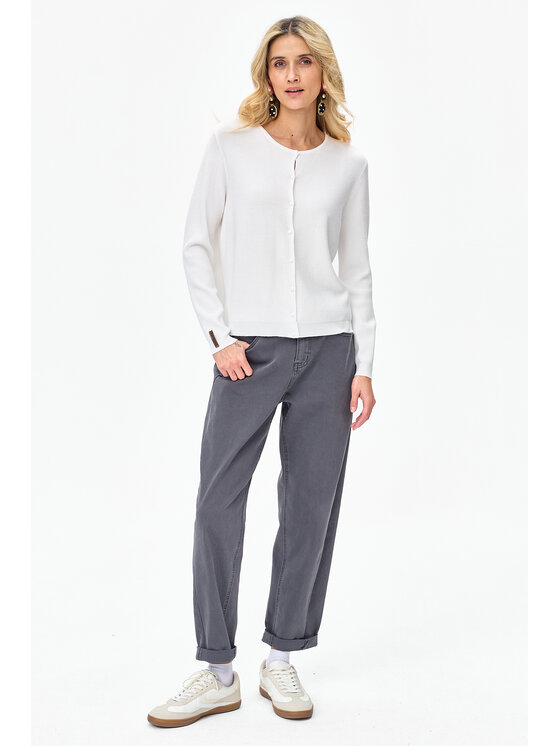 blue shadow blue shadow Sweter 6047-1 Biały Regular Fit