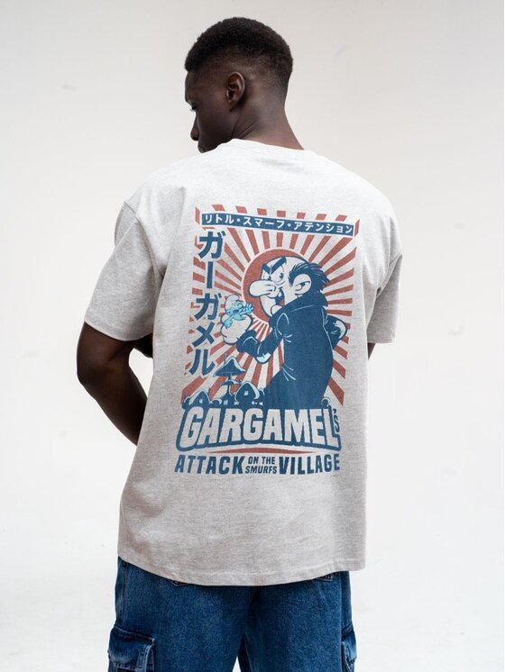 Smerfy Smerfy T-Shirt Gargamel luźna za duża 113796 Szary Oversize