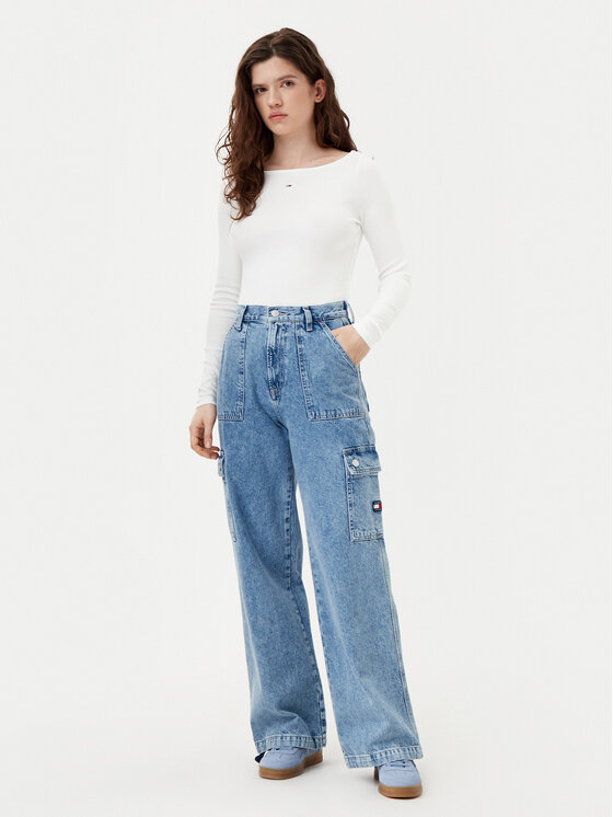 Tommy Jeans Tommy Jeans Bluse DW0DW21350 Écru Slim Fit