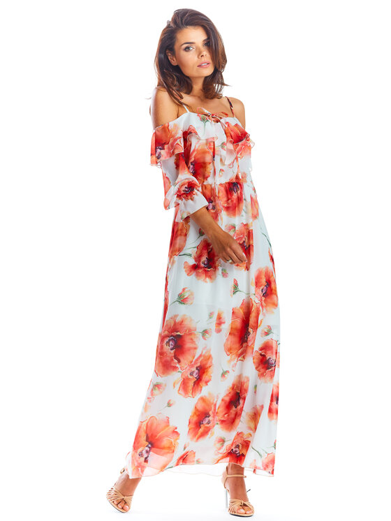 Awama Awama Sukienka letnia A311 Czerwony Basic Fit