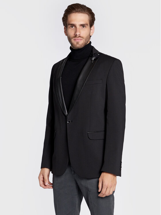 Carl Gross Сако Pat 225322-003 Черен Slim Fit