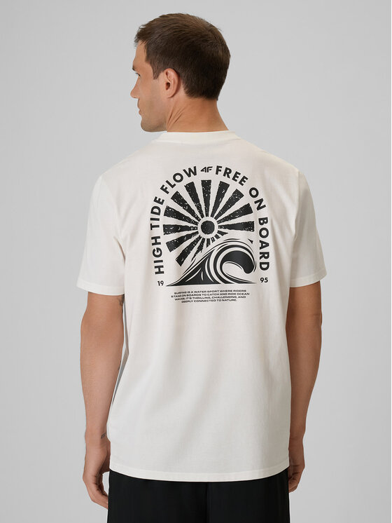 4F 4F T-Shirt CATCH THE WAVE Biały Relaxed Fit