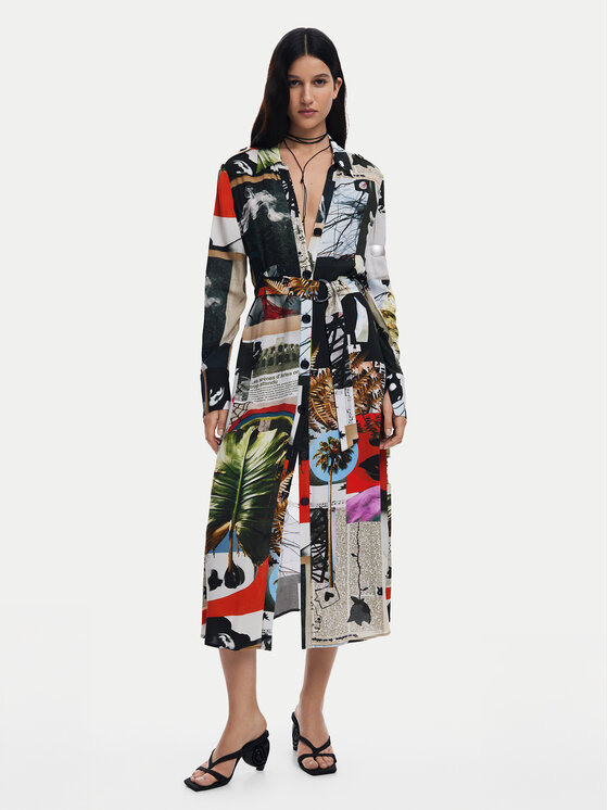Desigual Rochie tip cămașă Femei, Mărimea: M, Colorat, Collage 25SWVW45