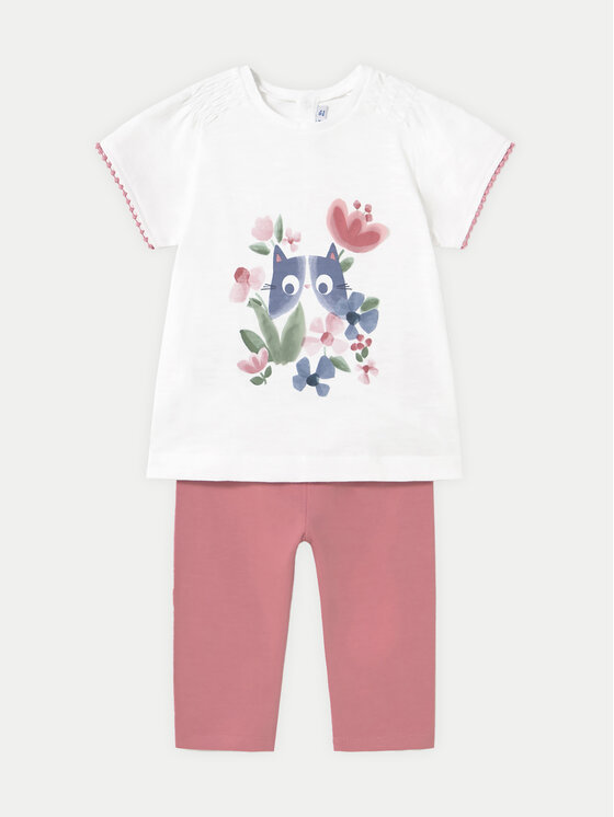 Mayoral Komplet t-shirt i legginsy 1736 Różowy Regular Fit