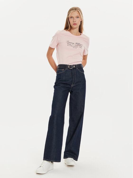 Tommy Hilfiger Tommy Hilfiger Тишърт Script Graphic WW0WW43502 Розов Regular Fit