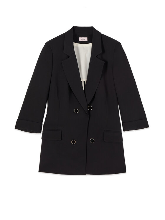 Oltre Oltre Marynarka Q811R004609N033 Czarny Regular Fit