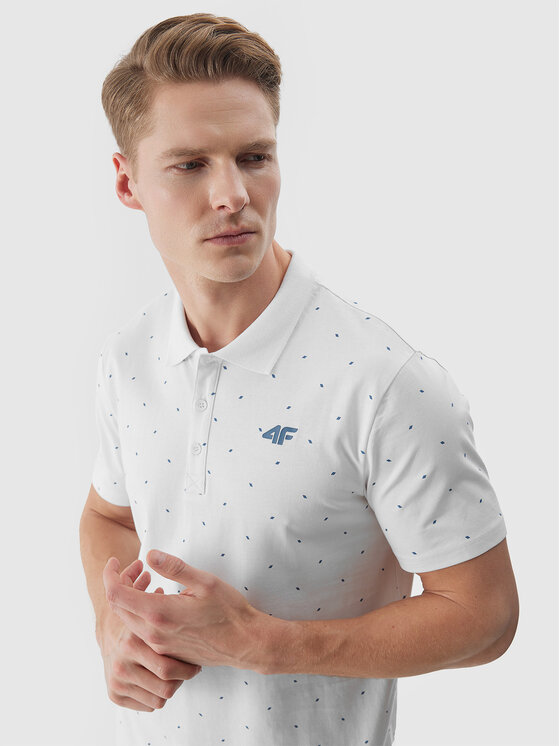 4F 4F Polokošeľa 4FWSS25TPTSM703-10S Biela Regular Fit