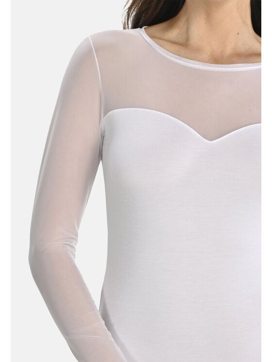 Teyli Teyli Body damskie z siateczką Willow Biały Regular Fit