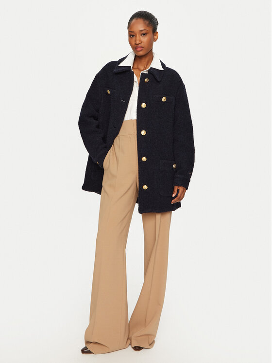Tommy Hilfiger Tommy Hilfiger Płaszcz wełniany WW0WW43762 Granatowy Regular Fit