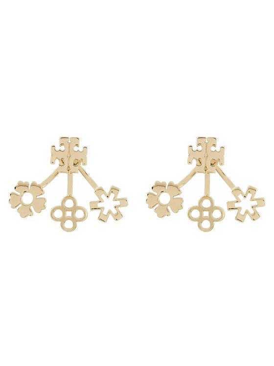 Tory Burch Tory Burch Обици Kira Clover Front-Back Earring 160178 Златист
