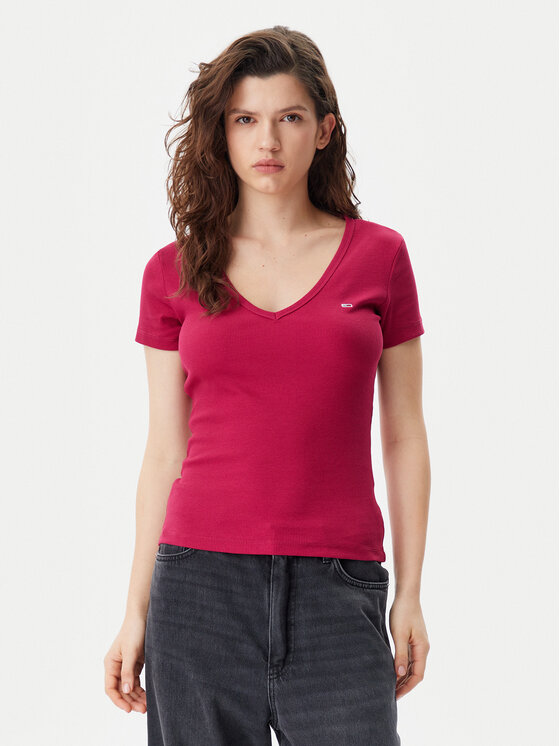 Tommy Jeans Tommy Jeans T-Shirt Essential DW0DW17385 Różowy Slim Fit