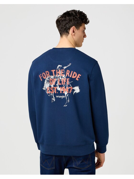 Wrangler Wrangler Bluza GRAPHIC CREW Niebieski Relaxed Fit