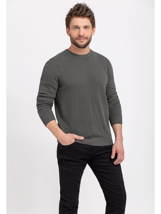 Volcano Volcano Sweter S-MIKO Szary Regular Fit