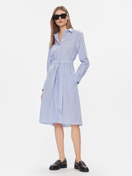 Tommy Hilfiger Tommy Hilfiger Рокля тип риза Essential WW0WW41001 Син Regular Fit