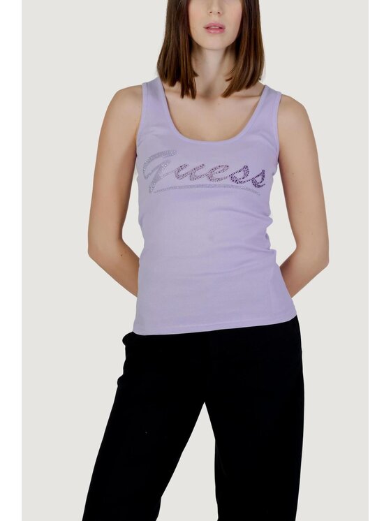 Guess Guess T-Shirt LOGO TANK Fioletowy To Fit