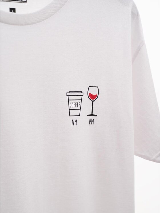 MyStars MyStars Komplet t-shirtów Zestaw koszulek Wine Coffe dzień noc AM-PM M Czarny Regular Fit