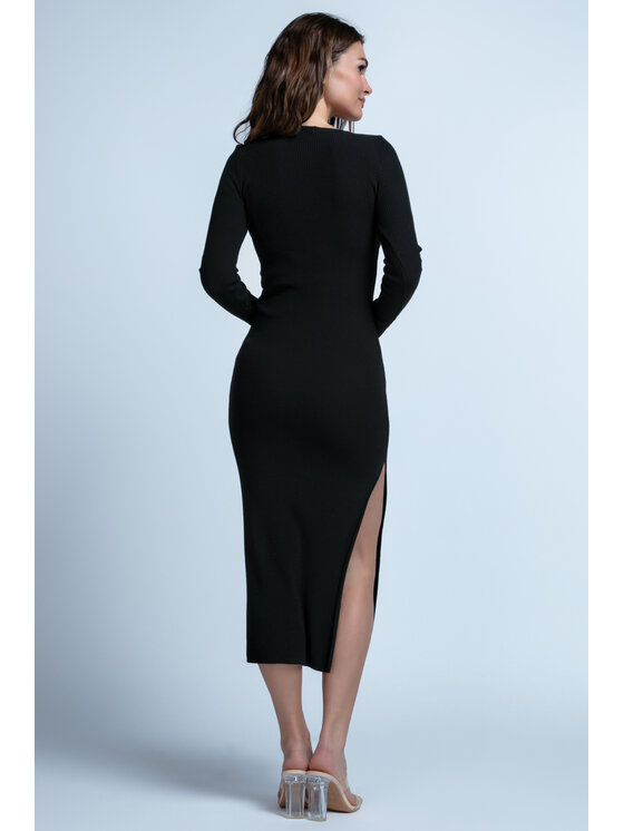 Fobya Fobya Sukienka dzianinowa F1847 Czarny Regular Fit