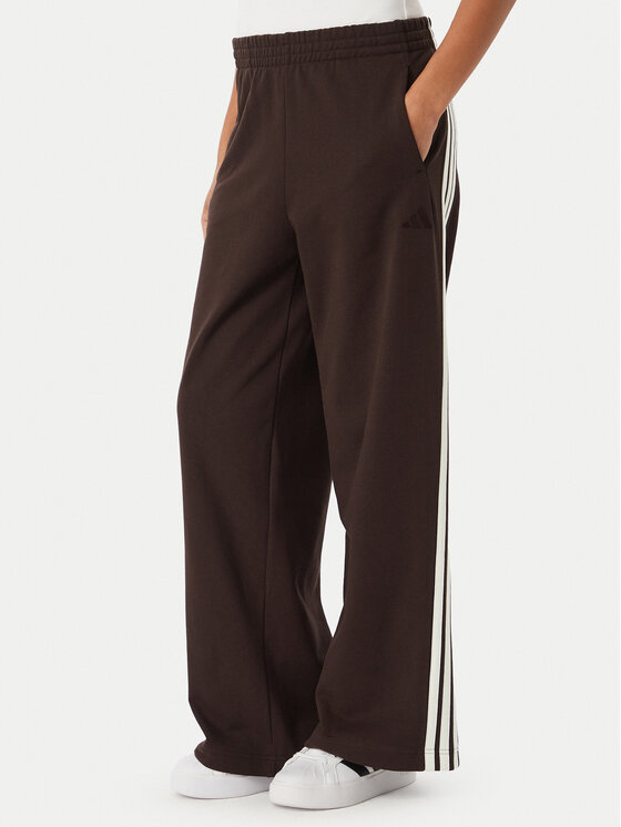 adidas Spodnji del trenirke 3-Stripes KW7703 Temno rjava Wide Leg