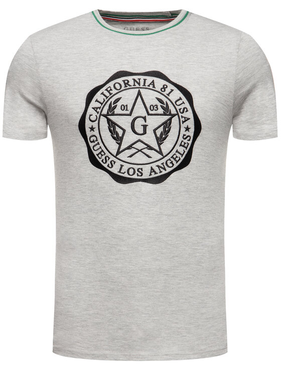 Guess Guess Marškinėliai M01I83 K46D0 Pilka Slim Fit