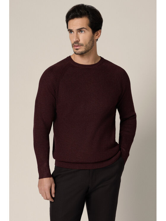Lancerto Lancerto Sweter Baldir SW073225000063 Bordowy Regular Fit