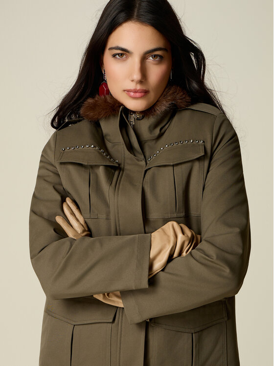 Oltre Oltre Płaszcz zimowy 0027R000522N035 Zielony Regular Fit