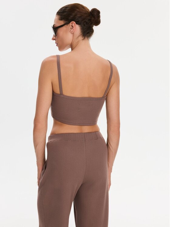 Nudyess Nudyess Spodnie materiałowe Canvas z prążka Brązowy Relaxed Fit
