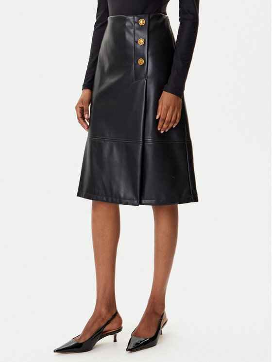 TWINSET TWINSET Suknja od imitacije kože 252TP2233 Crna Regular Fit