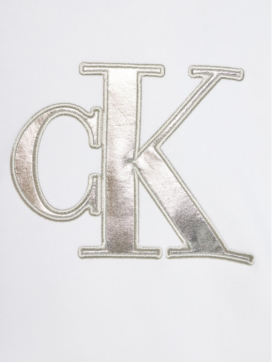 Calvin Klein Jeans Calvin Klein Jeans Majica dugih rukava Metallic Monogram IG0IG02298 Bijela Regular Fit