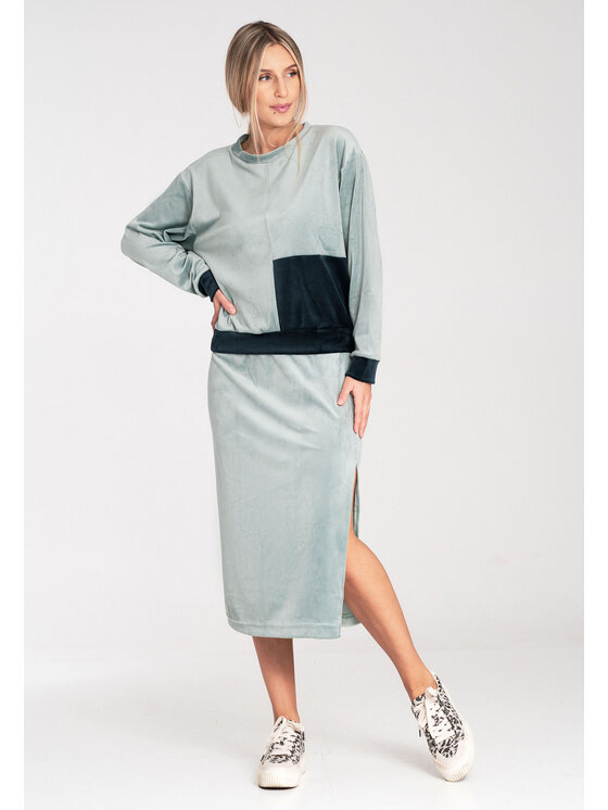 FIGL FIGL Set mikina a sukňa M1036 Zelená Regular Fit
