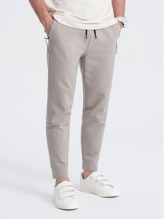 Ombre Ombre Spodnie dresowe OM-PASK-0142 Beżowy Regular Fit