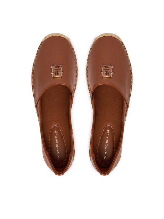 Tommy Hilfiger Tommy Hilfiger Espadrilky Th Logo Leather Espadrille FW0FW09246 Hnědá