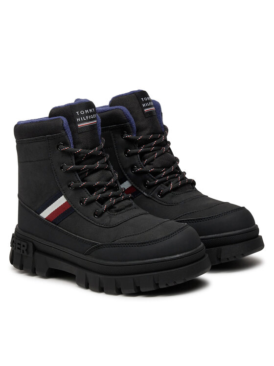 Tommy Hilfiger Tommy Hilfiger Schnürstiefeletten Stripes Fur Boot T3X5-33713-1487 S Schwarz