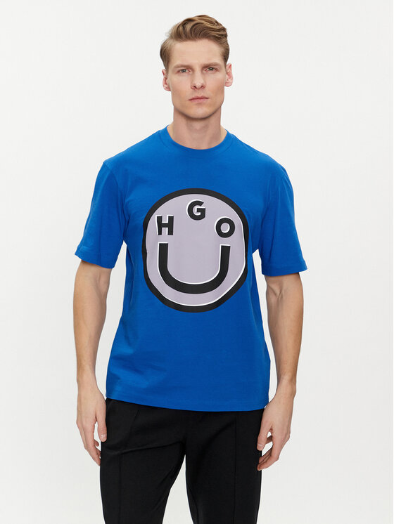 HUGO Hugo Tričko Nimper 50513189 Modrá Regular Fit