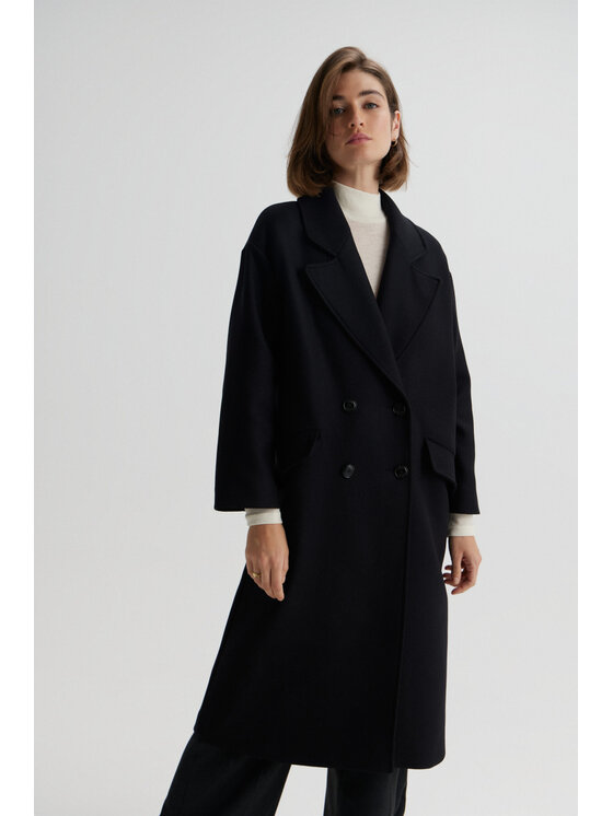Duende Duende Płaszcz wełniany Joan Coat Czarny Regular Fit