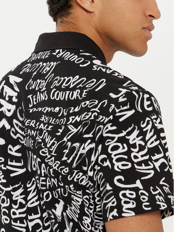 Versace Jeans Couture Versace Jeans Couture Тениска с яка и копчета 78GAG6R0 Черен Regular Fit