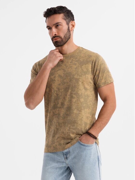 Ombre Ombre T-Shirt OM-TSFP-0223 Zielony Regular Fit