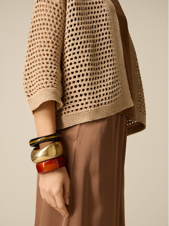 Oltre Oltre Cardigan M575E001970N002 Crema Baggy Fit